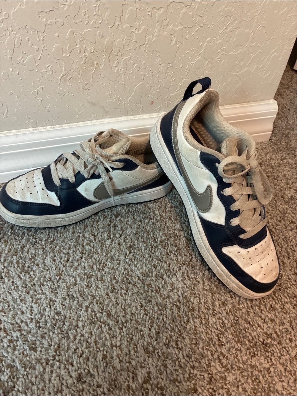 Nike Low-Top Sneakers in Navy and White with Gray Swoosh
